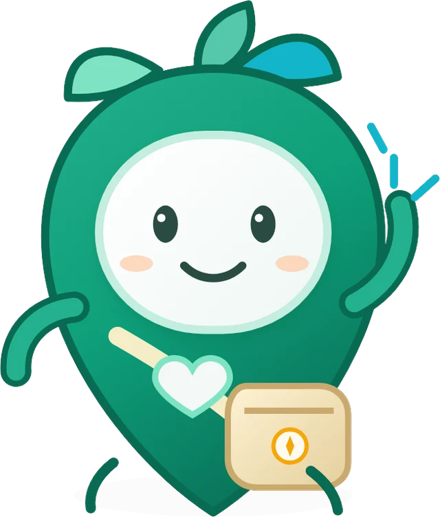 Loca, your friendly emerald guide, waving hello